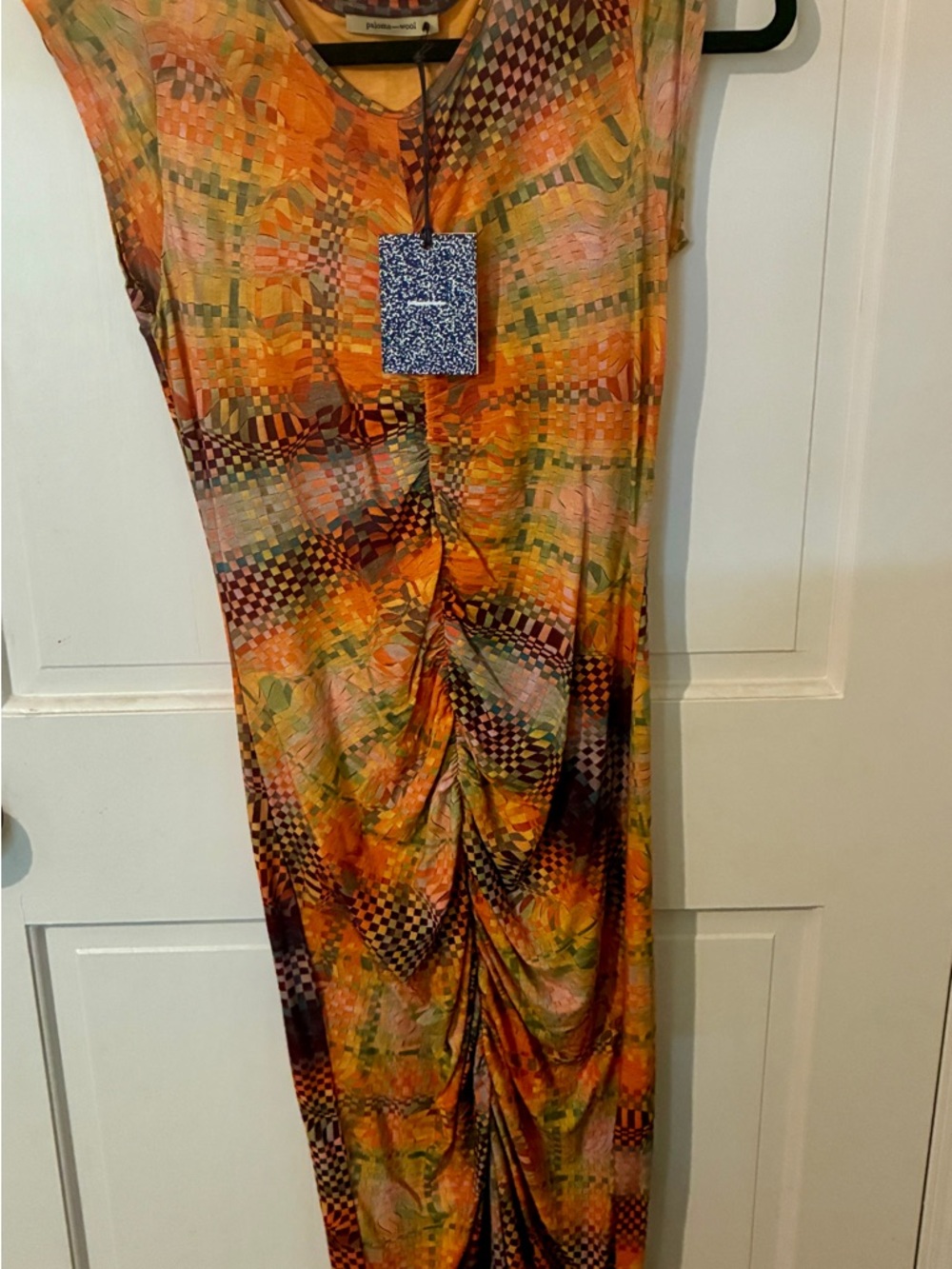 Paloma Wool Multicolor Orange Mosaic Print Ruched - Picture 8 of 10